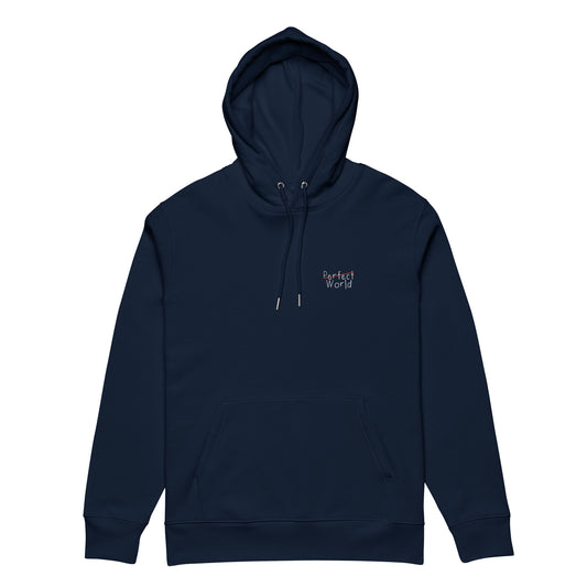 Embroidered Logo Organic Hoodie French Navy